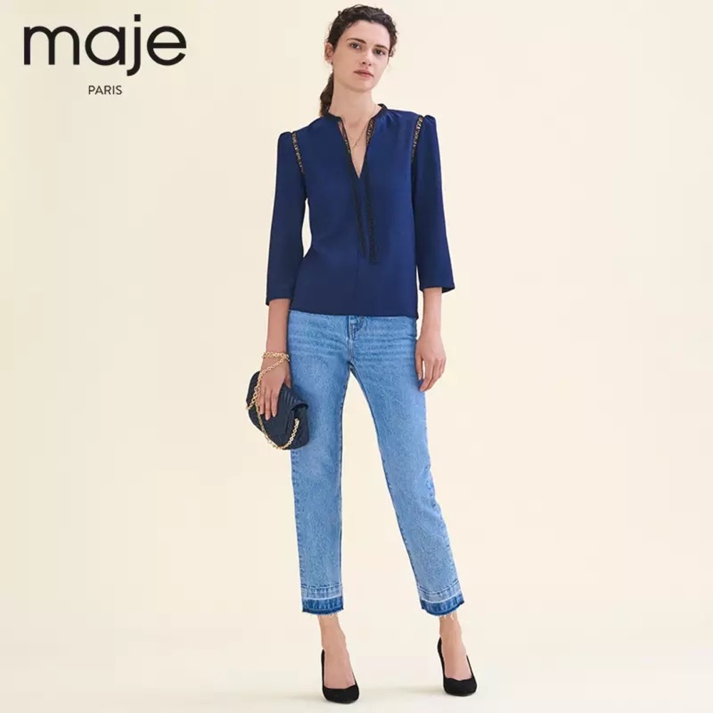 Maje Lamba Lace Inset Amour Top